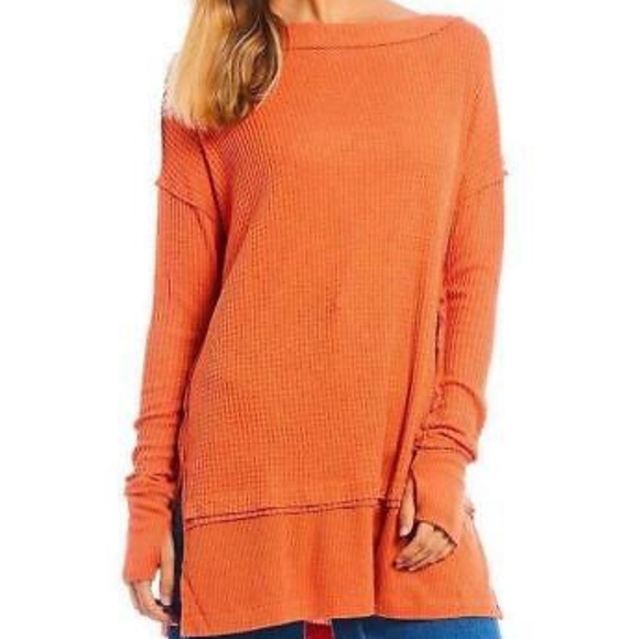 Free People North Shore Tunic Womens Top Sz M Oversize Waffle Knit Comfort - Picture 1 of 15